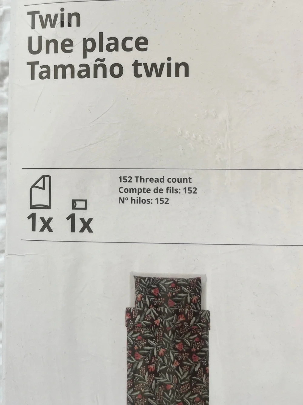 NEW IKEA SAMMETSBLAD Twin Duvet Cover Sham Black Floral Green Red 100% Cotton